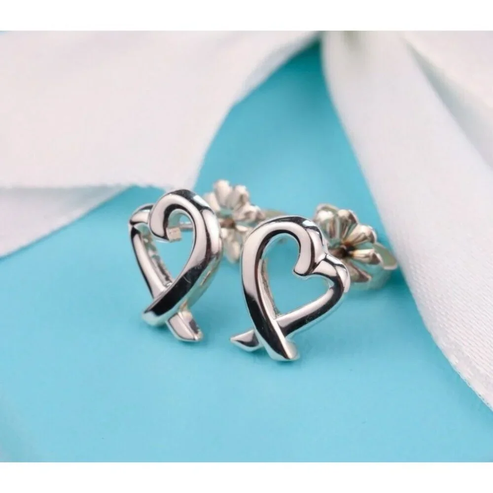 Tiffany & Co. Paloma Picasso Loving Heart Stud Earrings in Sterling Silver 10mm - Picture 1 of 8